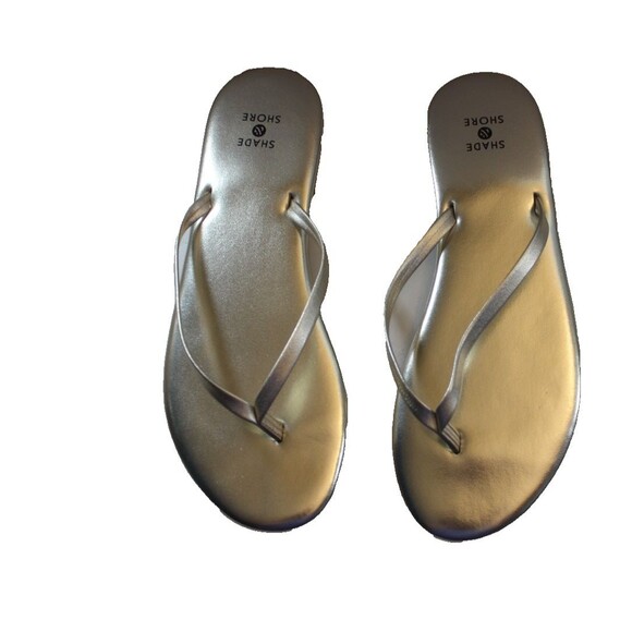 Shade & Shore Shoes - Shade Shore Gold Thong Flip Flops Womens SZ 7